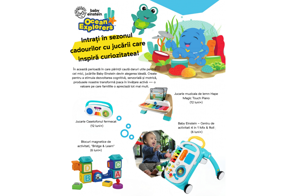 Cadouri educative pentru cei mici – idei Baby Einstein pentru pus sub brad