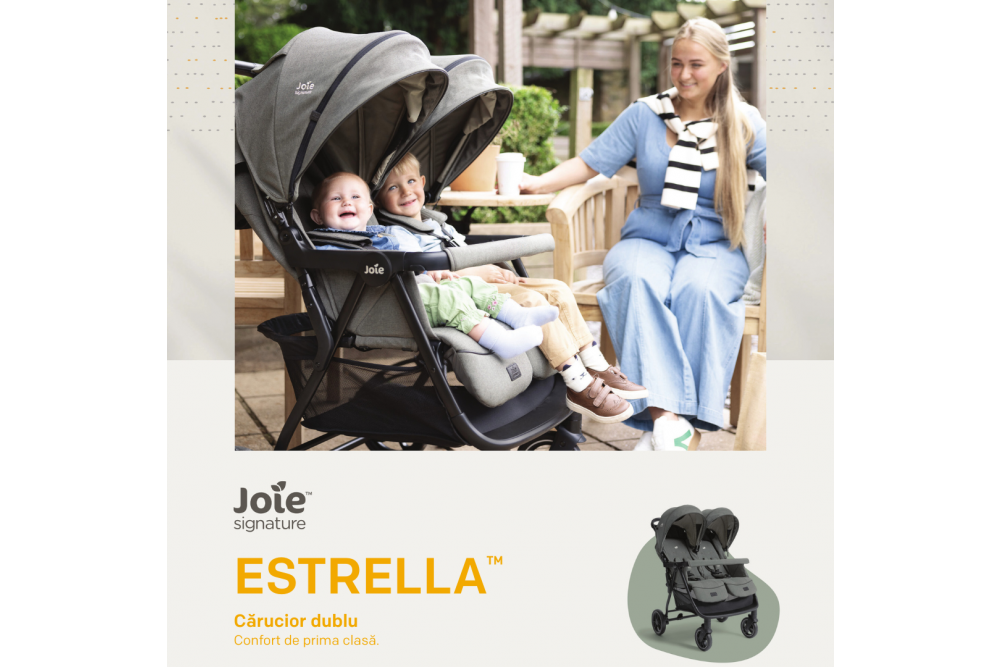 Carucior dublu Joie Estrella – libertate de miscare pentru familiile cu doi copii