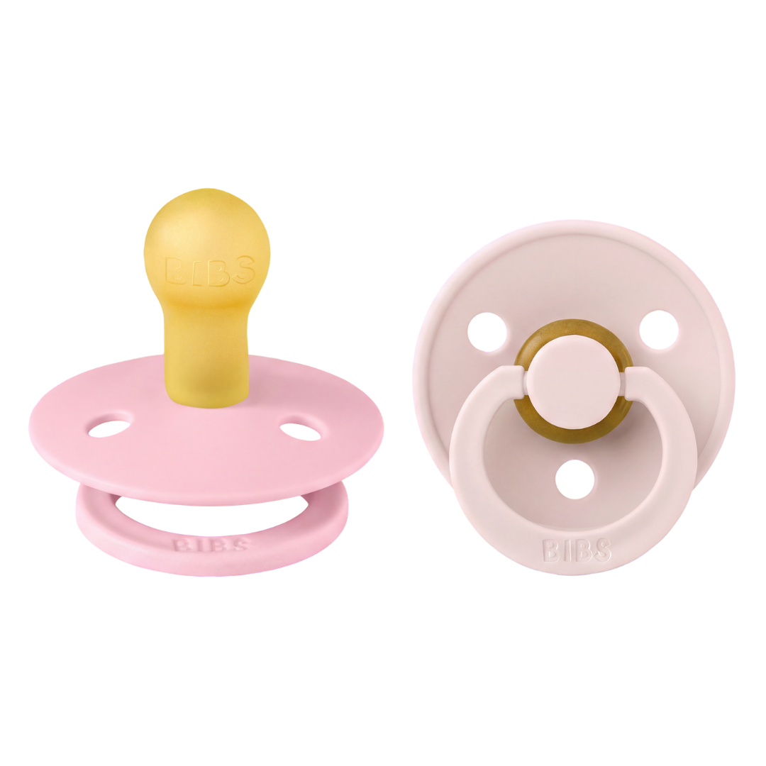 BIBS - Set 2 suzete Colour Latex, tetina rotunda, 0 luni +-Petal/Baby Pink
