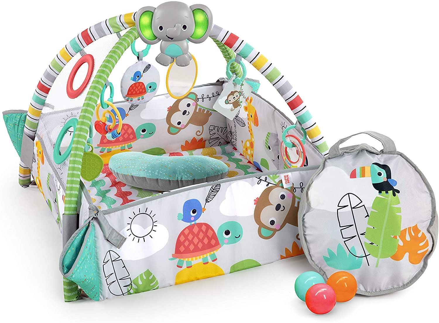 Bright Starts - Salteluta de activitati 5 in 1 Gym & Ball Pit Totally Tropical