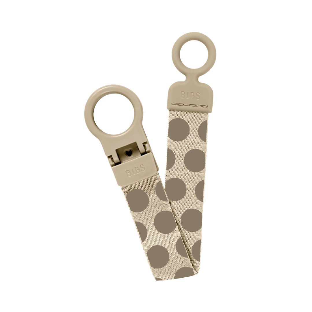BIBS - Lantisor clip Loop pentru suzeta, Studio Collection Polka Dots, Mega Vanilla Dark Oak