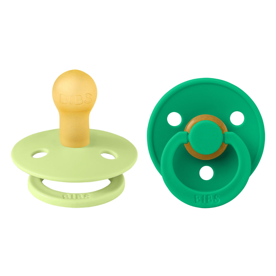 BIBS - Set 2 suzete Colour Latex, tetina rotunda, 0 luni +-Matcha/Cactus