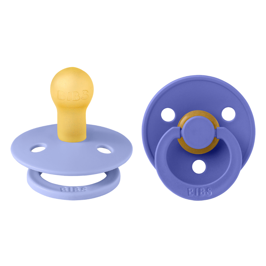 BIBS - Set 2 suzete Colour Latex, tetina rotunda, 6 luni +-Hush/Grape