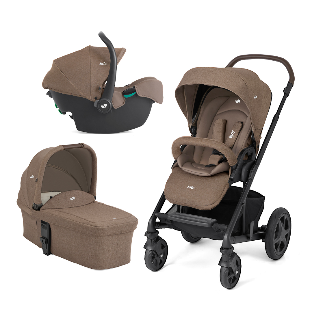 Joie - Carucior pentru copii multifunctional 3 in 1 Chrome DLX Toffee (Carucior Chrome DLX + Landou Toffee + Scoica i-Snug 2 Toffee)