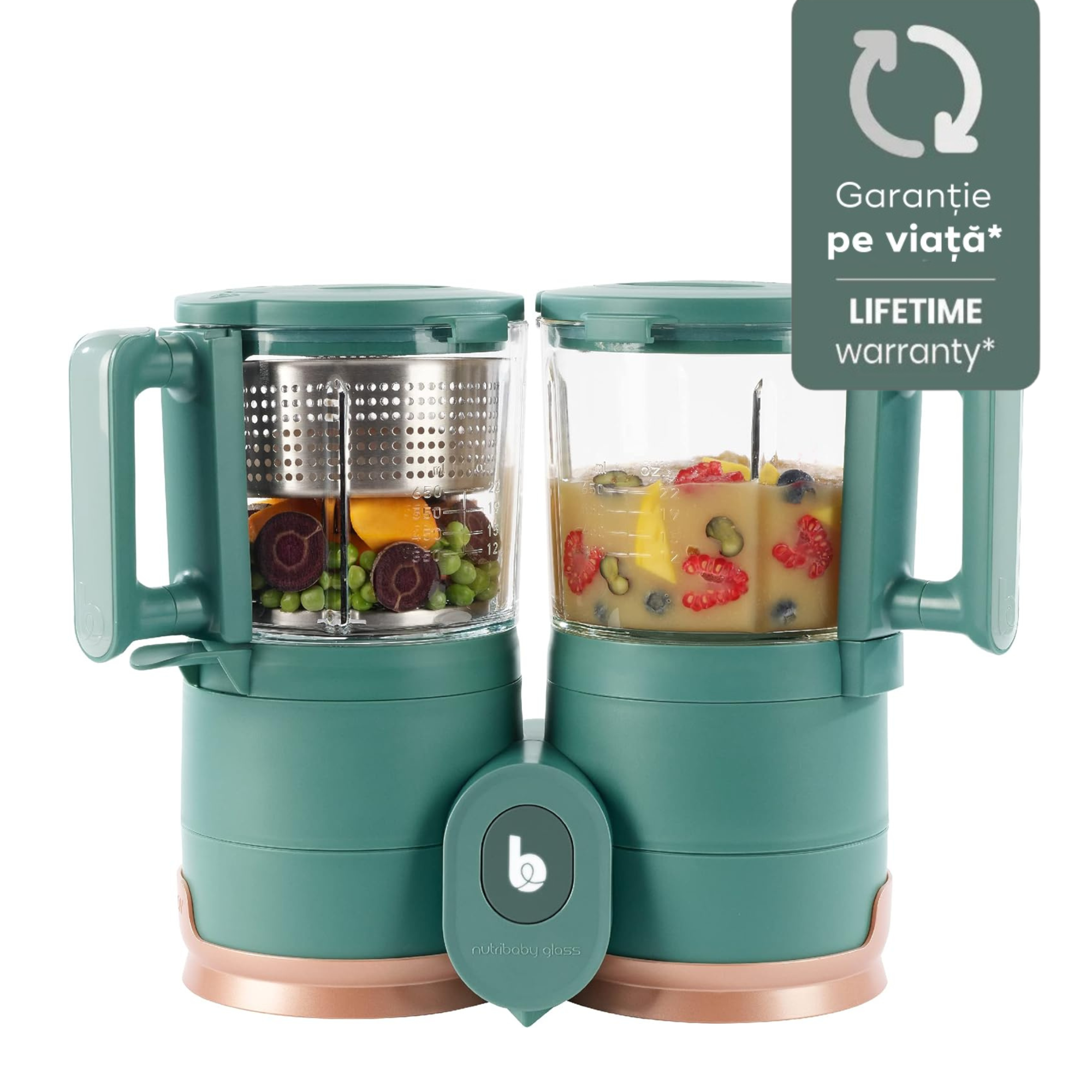 Babymoov - Robot multifunctional Nutribaby Glass 4 in 1 din sticla si otel inoxidabil