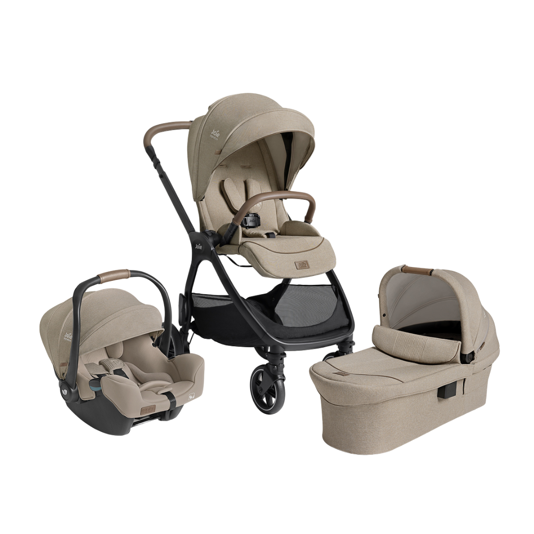 Joie - Carucior pentru copii multifunctional 3 in 1 Valora Signature Sandstone (Carucior Valora + Landou Ramble XL + scoica i-Starter)
