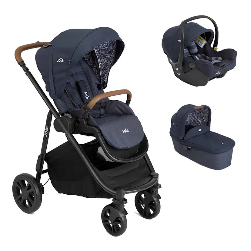 Joie - Carucior pentru copii multifunctional 3 in 1 Versatrax E Navy Blazer (Carucior Versatrax E + Landou Ramble + scoica i-Snug)