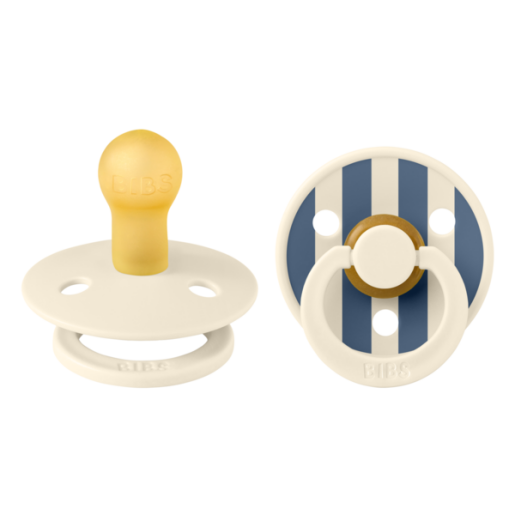BIBS - Set 2 suzete Colour Studio Collection Stripe Latex, tetina rotunda, 0 luni+
