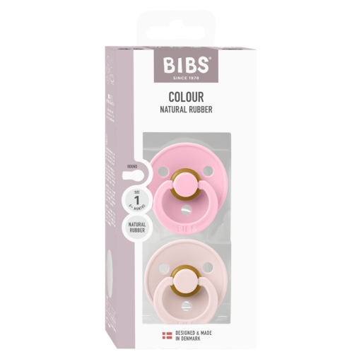 BIBS - Set 2 suzete Colour Latex, tetina rotunda, 0 luni +