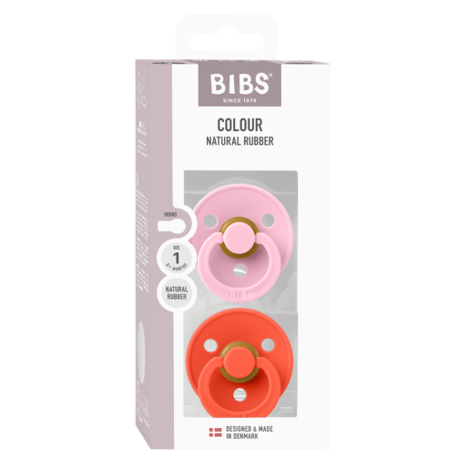 BIBS - Set 2 suzete Colour Latex, tetina rotunda, 0 luni +