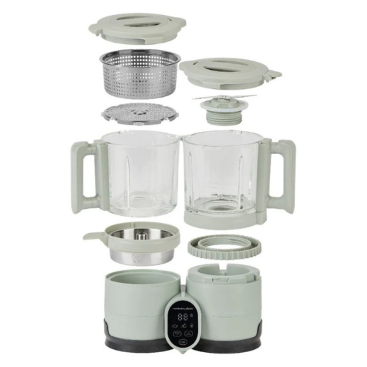 Babymoov - Robot multifunctional Nutribaby Glass 4 in 1 din sticla si otel inoxidabil Celadon Green