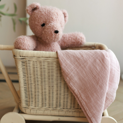ONINO - Muselina multifunctionala din bumbac 100% organic, HUG.me, Warm Peach, x1 bucata, 120 x 120 cm, certificata GOTS