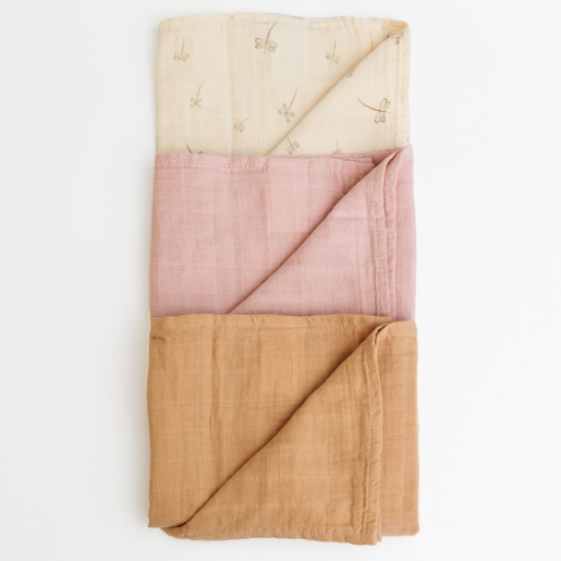 ONINO - Muselina multifunctionala din bumbac 100% organic, HUG.me, Pure Bloom, x3 bucati, 60 x 60 cm, certificata GOTS