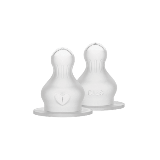 BIBS - Set 2 tetine pentru biberon, Silicon, cu flux lent