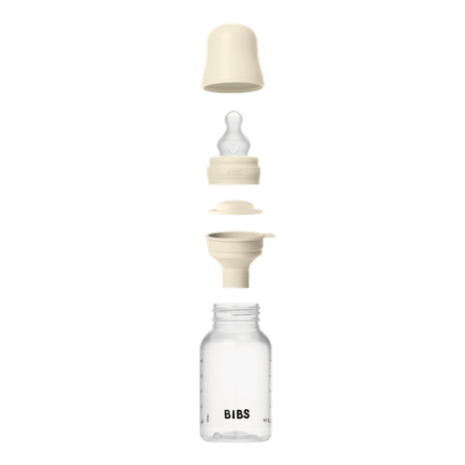 BIBS - Set complet biberon anticolici PP fara BPA, 150 ml, Silicon, Ivory
