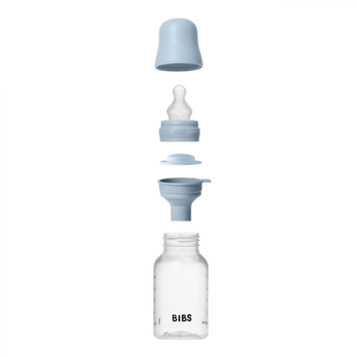 BIBS - Set complet biberon anticolici PP fara BPA, 150 ml, Silicon, Baby Blue