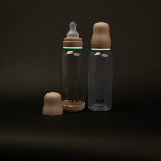 BIBS - Set complet biberon fosforescent anticolici PP fara BPA, 270 ml, Latex, Vanilla Glow