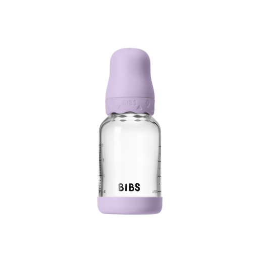 BIBS - Set complet biberon Boheme din sticla anticolici cu tetina din latex, flux lent, 120 ml, Violet Sky