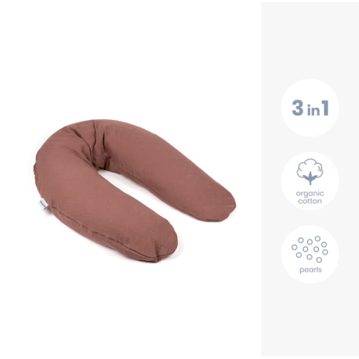 Doomoo - Perna mare 3 in 1 Comfy Big Tetra Brick din bumbac organic: perna gravide, suport pentru hranire, suport pentru bebe