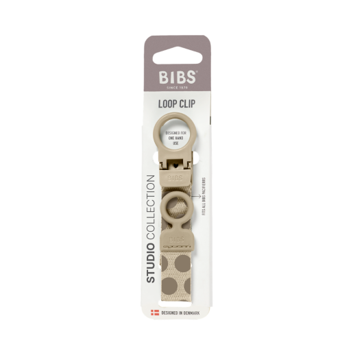 BIBS - Lantisor clip Loop pentru suzeta, Studio Collection Polka Dots, Mega Vanilla Dark Oak