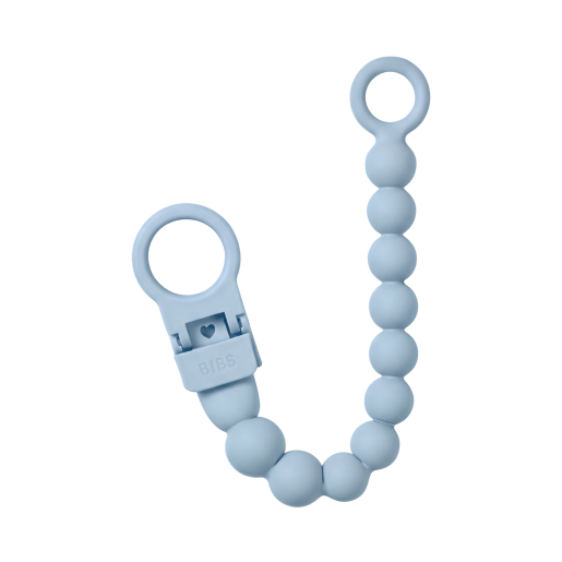 BIBS - Clip pentru suzeta Beaded, cu margele din silicon Baby Blue