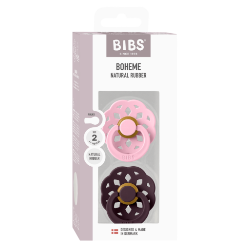 BIBS - Set 2 suzete Boheme Latex, tetina rotunda, 6 luni +