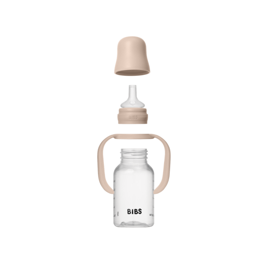 BIBS - Set biberon tip Sippy Cup PP 150 ml cu cioc din silicon și sistem antipicurare, Blush