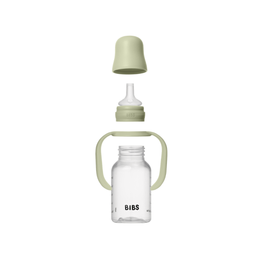 BIBS - Set biberon tip Sippy Cup PP 150 ml cu cioc din silicon și sistem antipicurare, Sage