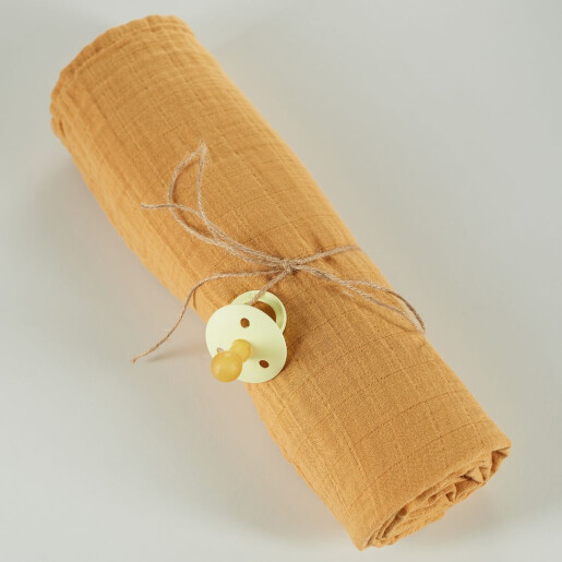 ONINO - Muselina multifunctionala din bumbac 100% organic, HUG.me, Honey Gold, x1 bucata, 120 x 120 cm, certificata GOTS