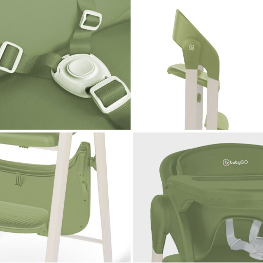 BabyGo - Scaun de masa 3 in 1 transformabil Levels Khaki