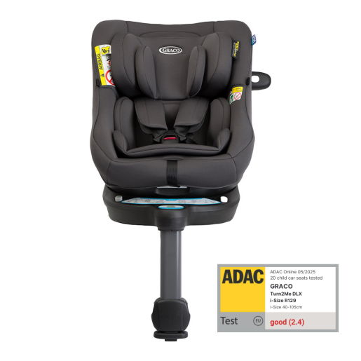 Graco - Scaun auto Turn2Me 360° DLX Iron, 40-105 cm, certificata R129 si testat ADAC
