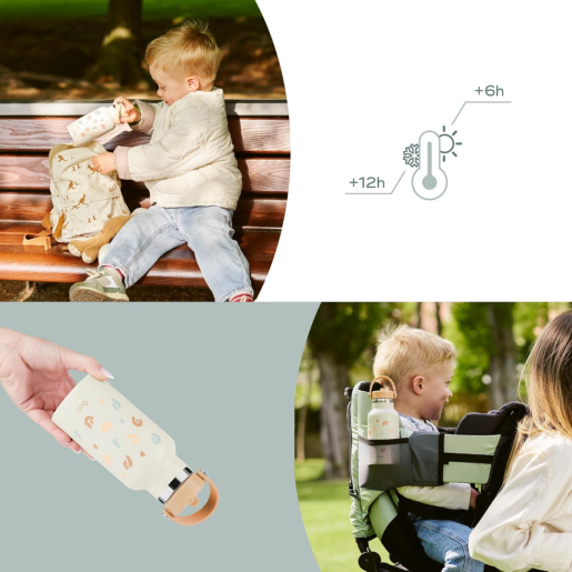 Babymoov - Sticla termoizolanta din inox Little Explorer Animal Print Ivory