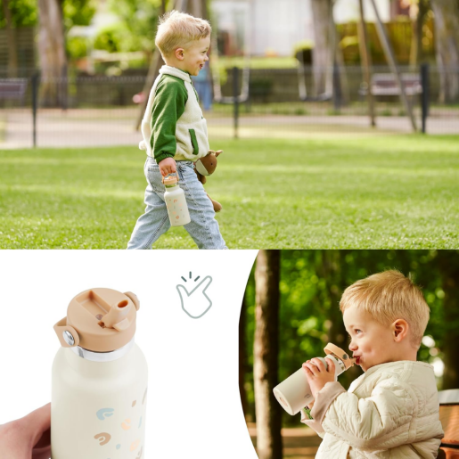 Babymoov - Sticla termoizolanta din inox Little Explorer Animal Print Ivory