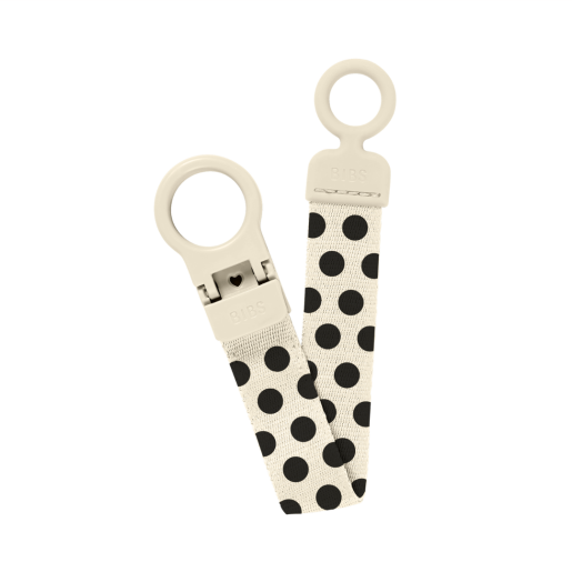 BIBS - Lantisor clip Loop pentru suzeta, Studio Collection Polka Dots, Ivory Black
