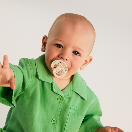 BIBS - Set 2 suzete Colour Studio Collection Polka Dots, tetina rotunda, 0 luni+