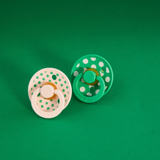 BIBS - Set 2 suzete Colour Studio Collection Polka Dots, tetina rotunda, 6 luni+