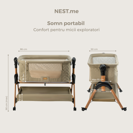ONINO -  Patut co-sleeper NEST.me, Misty Taupe