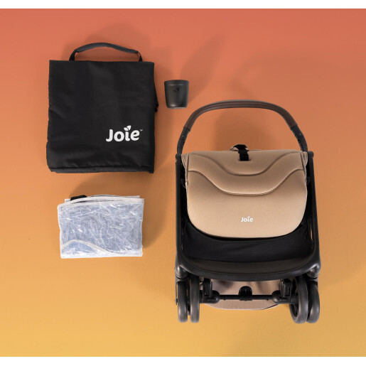 Joie - Carucior ultracompact Porto Cashew, compatibil bagaj de cabina, pliere automata, de la nastere pana la 22 kg