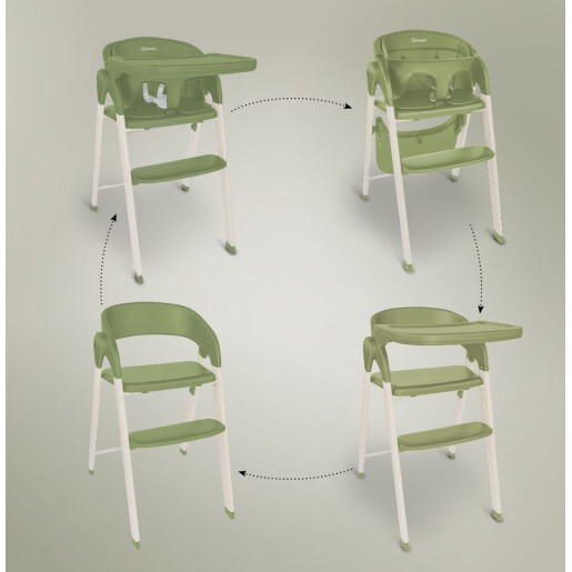 BabyGo - Scaun de masa 3 in 1 transformabil Levels Khaki