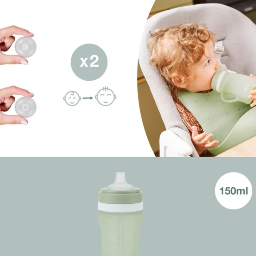 Babymoov - Sticla ergonomica din silicon verde