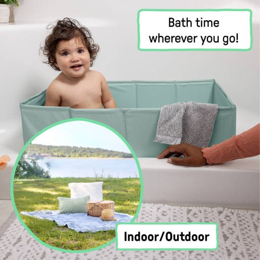 Ingenuity - Cadita pliabila pentru calatorii Tuckaway Travel Tub Sage