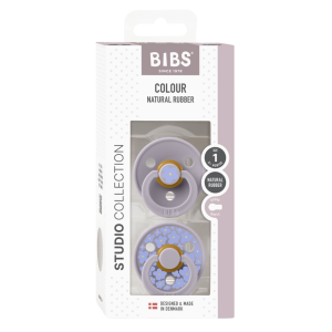 BIBS - Set 2 suzete Colour Studio Collection Flower Latex, tetina rotunda, 0 luni+