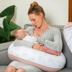 Doomoo - Perna mare pentru gravide si bebelusi 3 in 1, bumbac organic Buddy Spring Pink