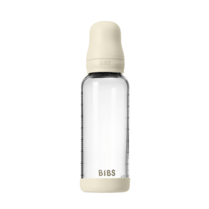 BIBS - Set complet biberon din sticla anticolici cu tetina din latex, flux mediu, 240 ml, Ivory