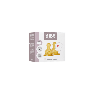 BIBS - Set 2 tetine pentru biberon, Latex, flux mediu