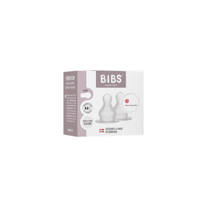 BIBS - Set 2 tetine pentru biberon, Silicon, cu flux mediu