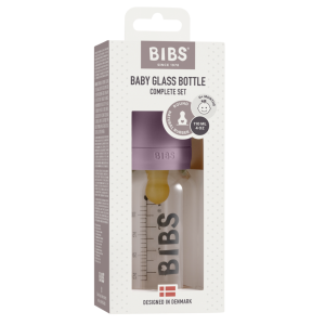 BIBS - Set complet biberon din sticla anticolici, 110 ml, Mauve
