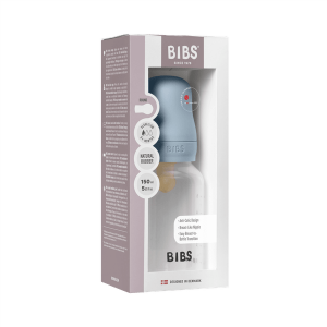 BIBS - Set complet biberon anticolici PP fara BPA, 150 ml, Latex, Baby Blue