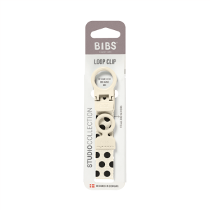 BIBS - Lantisor clip Loop pentru suzeta, Studio Collection Polka Dots, Ivory Black
