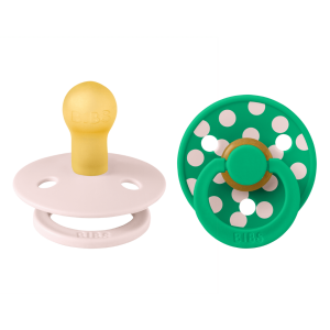 BIBS - Set 2 suzete Colour Studio Collection Polka Dots, tetina rotunda, 6 luni+-Petal/Cactus
